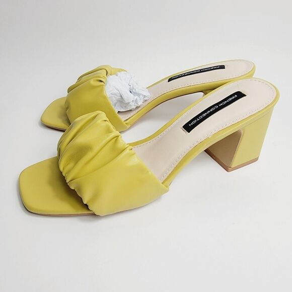 French Connection Challenge Yellow Vegan Leather Slip On Sandals Size 7.5 NIB - Picture 6 of 12